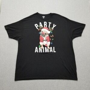 Holiday Time Shirt Mens 3XL Black Short Sleeve Crew Neck‎ Christmas Party Pug